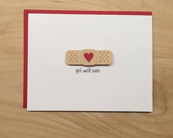 Get Well Soon Card, Bandaid Get Well Soon Card, Cute Get Well Card, Thinking of You Card, Sick Card, Cancer Card, Encouragement Card