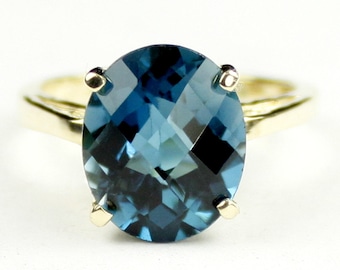 London Blue Topaz, 10KY Gold Ring, R055
