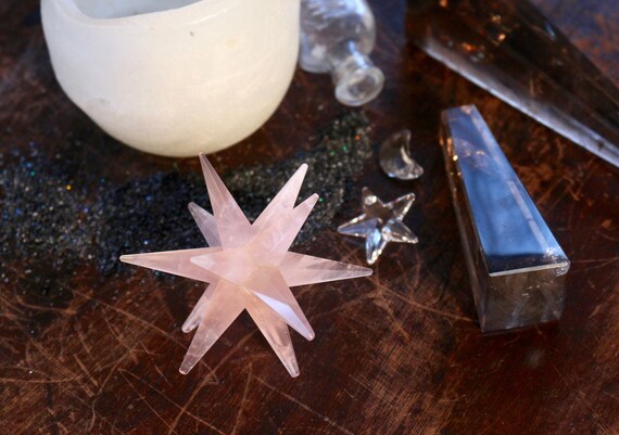 Large Rose Quartz 12 Point Star, Large Rose Quartz Merkabah, Rose Quartz Star, Polished Rose Quartz, Sacred Geometry, Pink Crystal Star