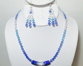 Crystal Blues Necklace and Earrings