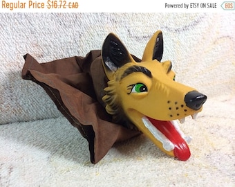 SUMMER SALE Big Bad Wolf Hand Puppet Rubber Face Retro Puppet Collectible 70s Pretend Play Puppet Show