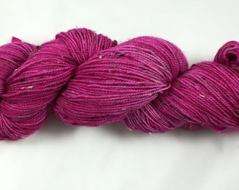 hand dyed sock yarn, donegal tweed sock, superwash merino and NEP, colorway TULIP