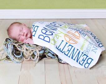 Personalized Baby Blanket Monogrammed Baby Blanket Name Blanket Swaddle Receiving Blanket Baby Shower Gift Photo Prop Birth Announcement