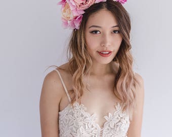 spring flower crown // spring racing flower headpiece / spring carnival headpiece / spring races flower fascinator / pink flower crown