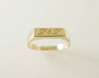 Gold name ring. Personalized name ring. Word ring. Name gold ring. gold name ring. signet ring. name initial ring