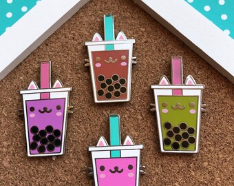 Boba Cat Enamel Pin - Your Color Choice