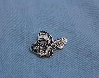 Black Moor Butterfly Telescope Goldfish Enamel Pin