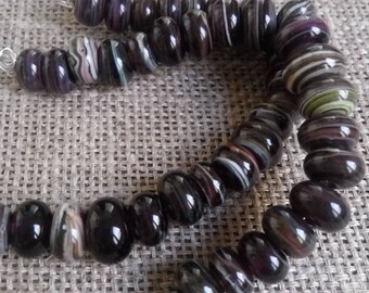 21 pcs - Spacers Lampwork Beads Set Lilac Beige