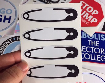 safety pin movement vinyl bumper stickers (4 to a sheet) smaller size