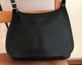 Coach Black Leather Messenger Cross Body Bag