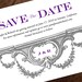 Printable Save the Date Card - Save the Date Template - Instant Download - Save the Date PDF - Vintage Gray Garlands - Purple Monogram