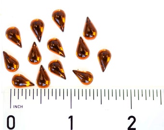 Vintage Teardrop Brown/Amber Glass Cabochons