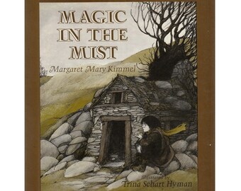children's Welsh fantasy picture book Magic In The Mist, Trina Schart Hyman illustrations, Wales wizard student, retro Harry Potter gift