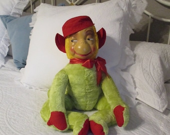 Vintage 1940's Carnival Stuffed Monkey