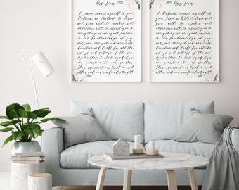 his and her vows printable · paper anniversary · first anniversary · wedding keepsake · vows wall art · wedding gift · wedding vows print