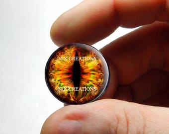 Glass Eyes - Eye of Sauron Dragon Glass Eyes Glass Taxidermy Doll Eyes Cabochons - Pair or Single - You Choose Size