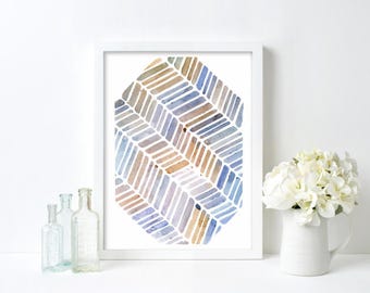blue shades, minimalist watercolour, contemporary art, wall decor, contemporary watercolour, minimalist art, 5x7 original watercolour
