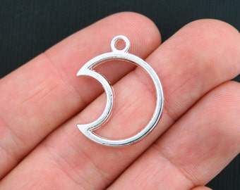 5 Moon Charms Silver Plated 2 Sided Crescent Moon - SC3795