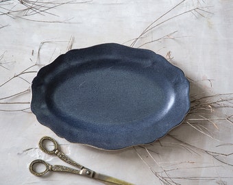 Serving Platter,Ceramic Handmade Plate,Oval Plate,Ceramic Tray,Serving Tray,Housewarming Gift
