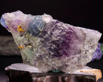 Large Clear Raw Purple Fluorite Quartz Cluster/Purple Fluorite decor/Colorful Rock/Healing Stone/Calming/Chakra/gift-30*64*116mm-353g#2841