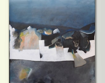 Acrylic abstract painting "Blue gray white"