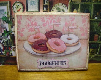 Sweet Donuts Miniature Wooden Plaque 1:12 scale