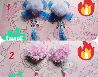 2 Chinese Flowers and Furs Hair Accessories Hair Clips Hair Stick Hair Pin