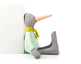 Stuffed bird doll Plush baby Chick duck Plushie Softie SMALL bird ragdoll Handmade stuffed toy Eco plush doll Fabric Doll Linen duck doll