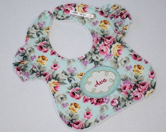 Personalised Baby Girl Bib, Girls Bib with Embroidered Name, Girl Bib, Baby Girl Gift, Baby Shower Gift, Personalised Baby Gift