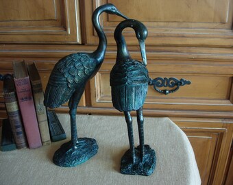 Pair of Cranes Resin Composite with Bronze Color Finish