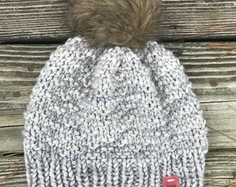 Squishy Winter Hat with Faux Fur Pom