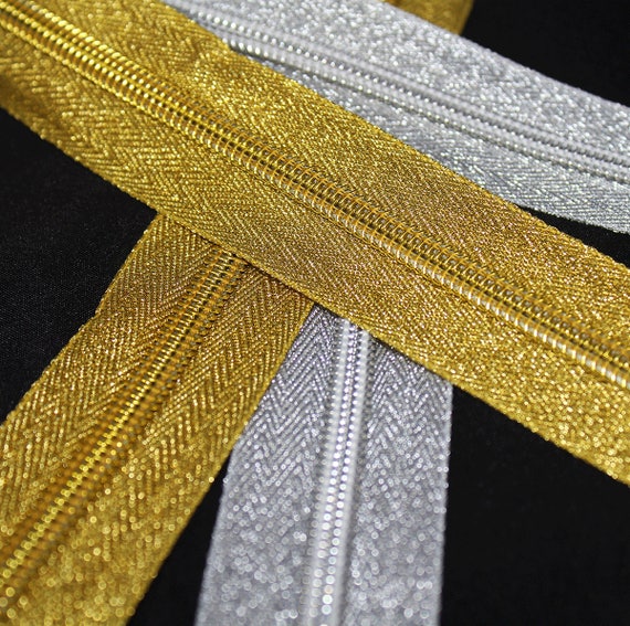 Nylon Metallic Coil Zippers by the yard Purse Zippers Gold