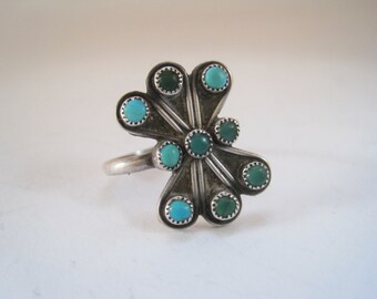 Vintage Southwestern Ring - Sterling Silver and Turquoise - Size 5 1/4 - Turquoise Ring - Snake Eye