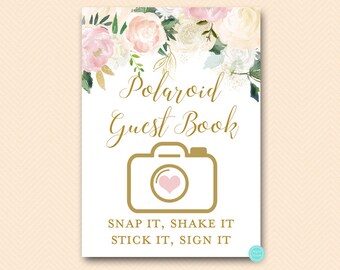 Pink Blush Photo Guest book Sign, Pink Peonies Photo Guestbook, Guestbook sign, wedding guestbook, peonies Bridal Shower bs530z tlc530z