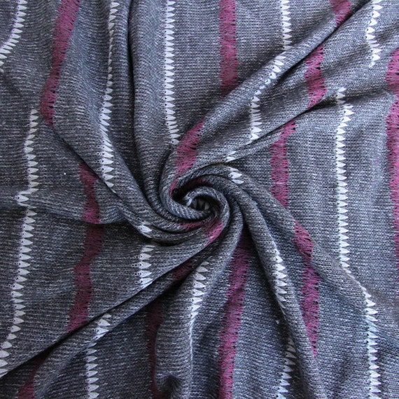 Three Color Striped Gray Sweater Knit Fabric 1 Yard Style