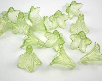 X 5 flowers in lucite green 23mm ❤ ❤