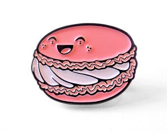 Happy Macaron enamel Pin - pastel pink