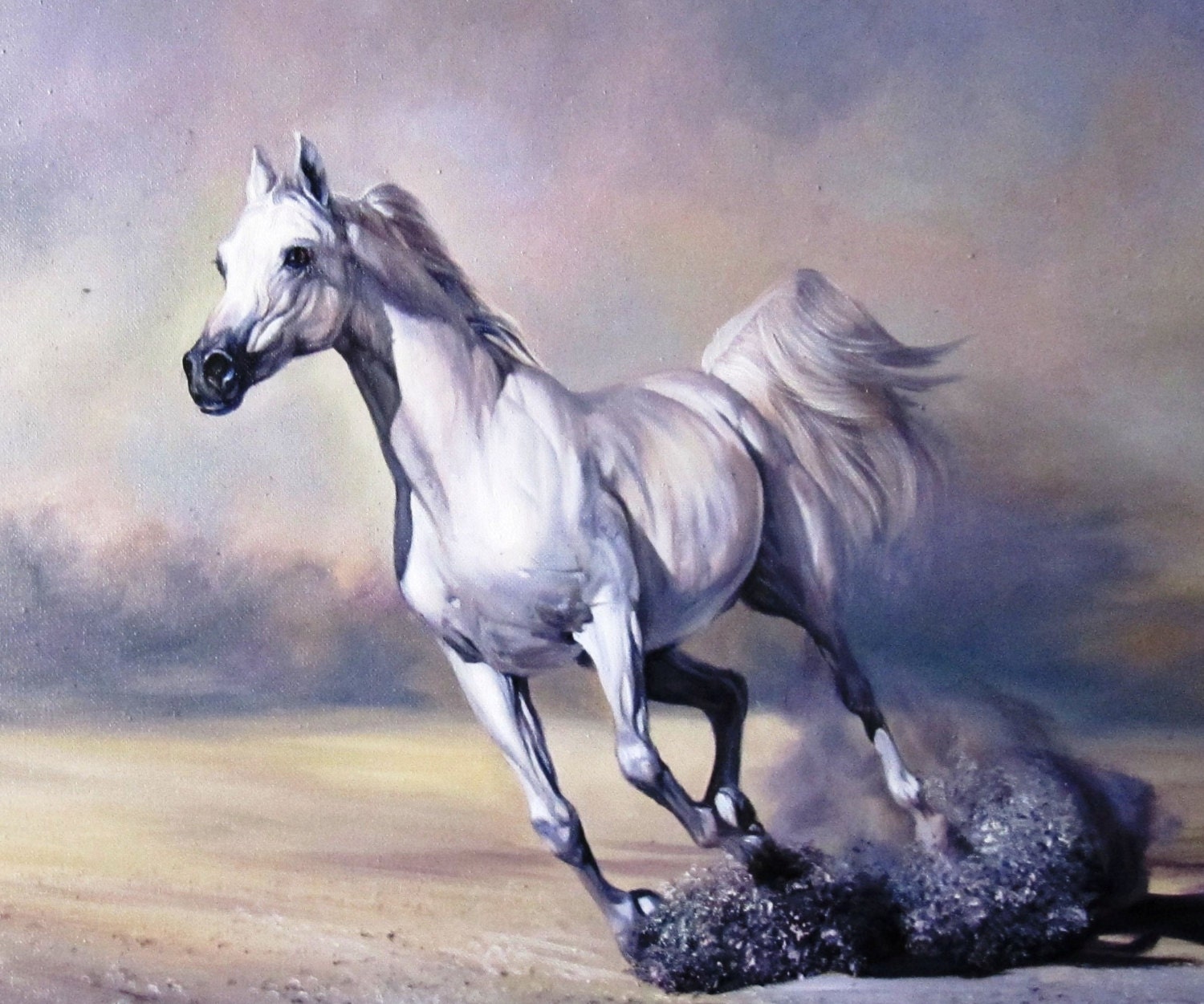 Horse Painting White Horse Horse Oil Painting On Canvas   Il Fullxfull.1110072302 Pupd 