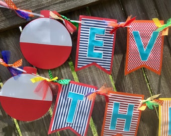 O'FISH'ally ROYGB (Name) is the Big One Birthday Fishing Theme Banner