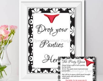 Guess The Panties, Bachelorette Party Game, Lingerie Shower, Black and White, PDF Printable, Instant Download T127G