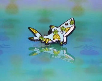 Pineapple Shark Hard Enamel Pin, Sharks, Pineapple pin, Cute
