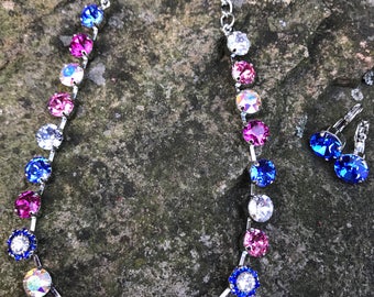 Swarovski blue/pink set