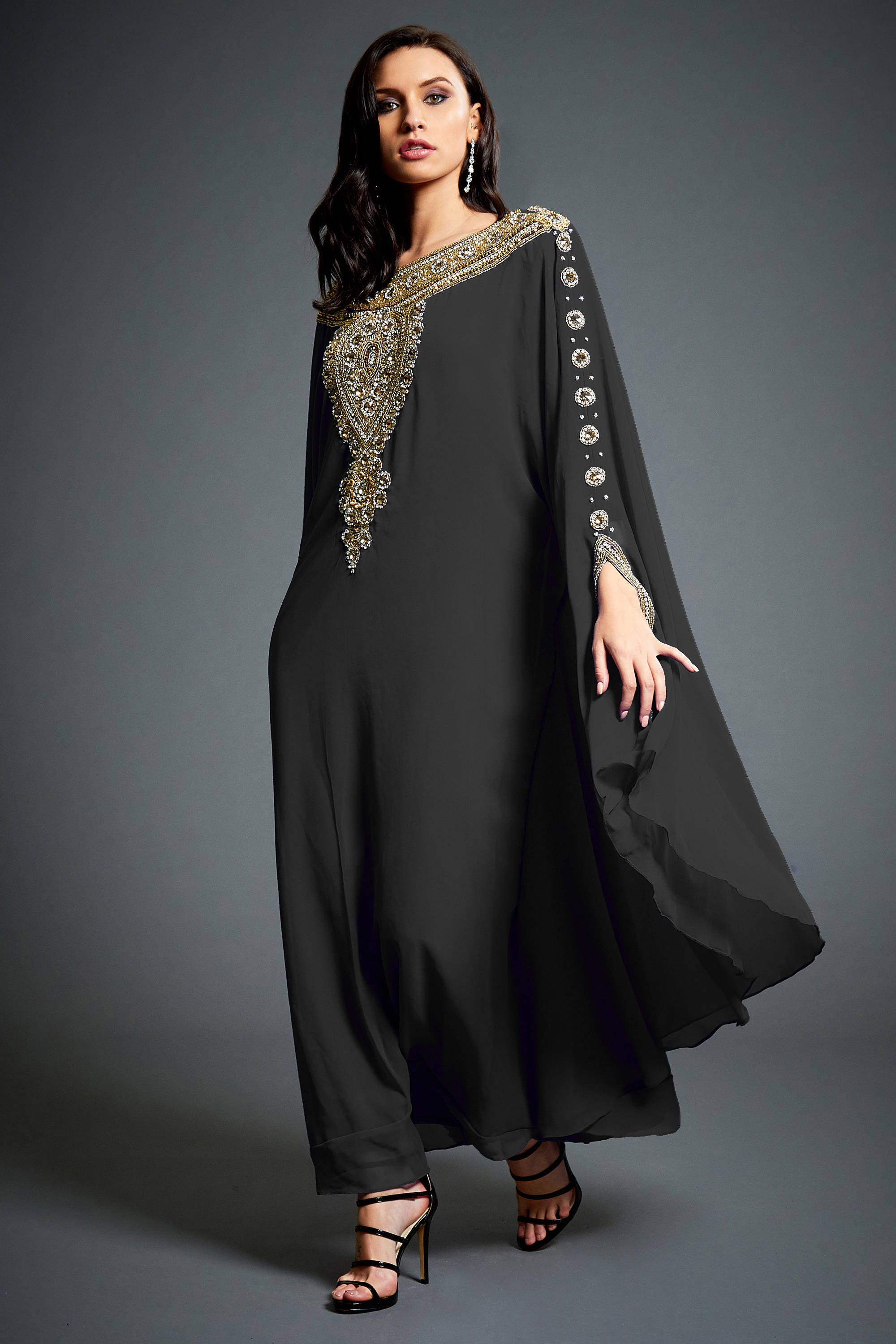 Amina Moroccan Abaya Caftan Gold Beaded Kaftan Dress Kaftan 