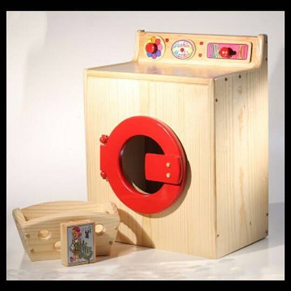 toy wooden kitchen with washing machine