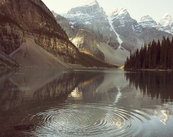 Mountain Print, Landscape Photography, Rustic Decor, Nature Photography Print, Landscape Print, Rocky Mountains, Moraine Lake “Ripples”