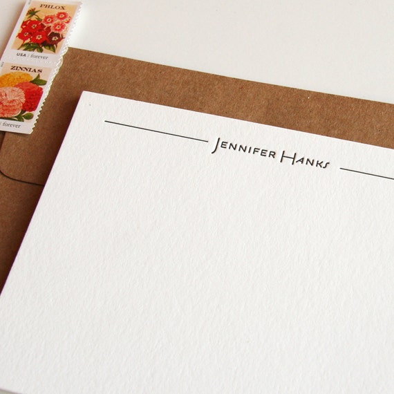 Personalized Stationery Custom Letterpress 1color