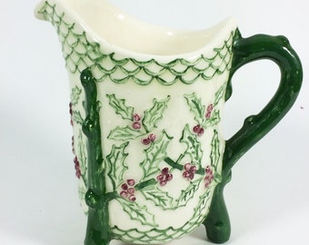 Mid-century Holiday Pitcher/Creamer Hand Painted - OOAK