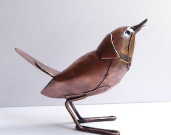 Steampunk Copper Wren Sculpture