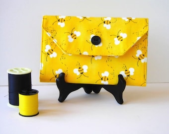 Needle Organizer Wallet -Black and Yellow Needle Holder - Sewing Accessory - Sewing Needle Wallet