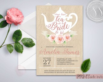 Bridal Tea Party Invitation, Bridal Shower, Tea Party Invitation